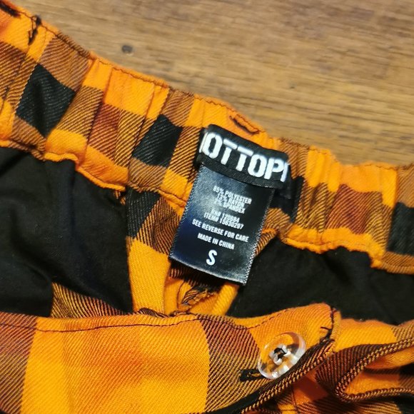 Hot Topic Ankle Trouser Pants Womens S orange Plaid Tapered Pockets Zip - Picture 2 of 2